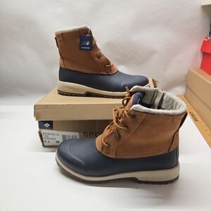 Sperry Women's 8.5 Maritime Repel Thinsulate Tan/Navy Snow Boots STS82664